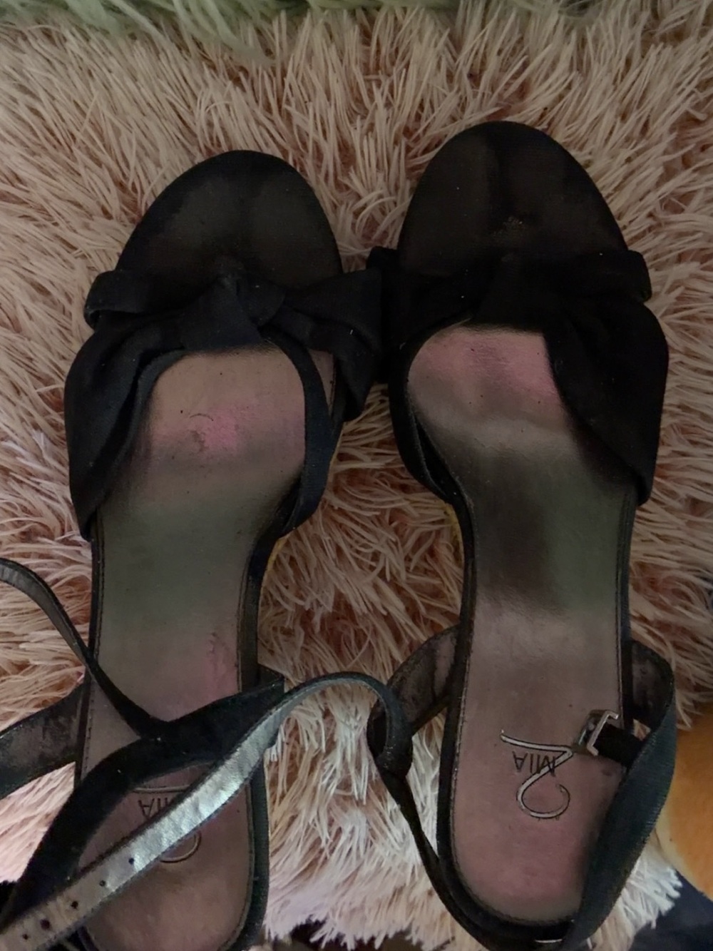 Black Bow Accent Open-Toe Ankle-Strap Heels